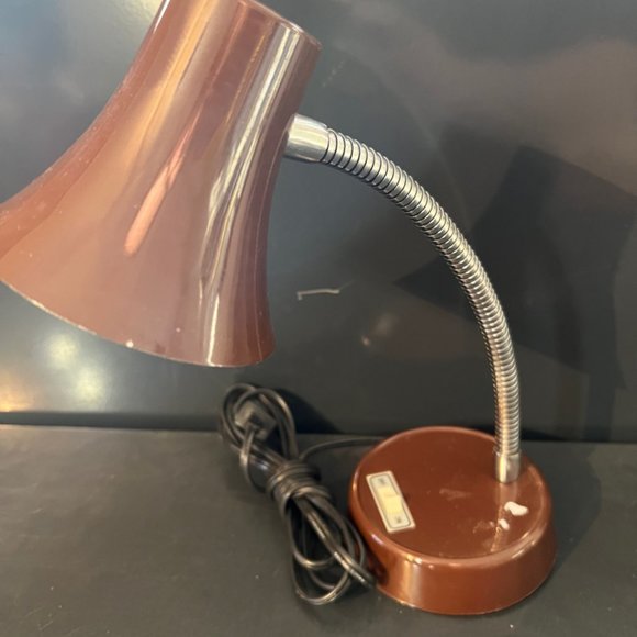 Vintage Desk Lamp mid century modern table light brown office gooseneck Tensor - Picture 2 of 3